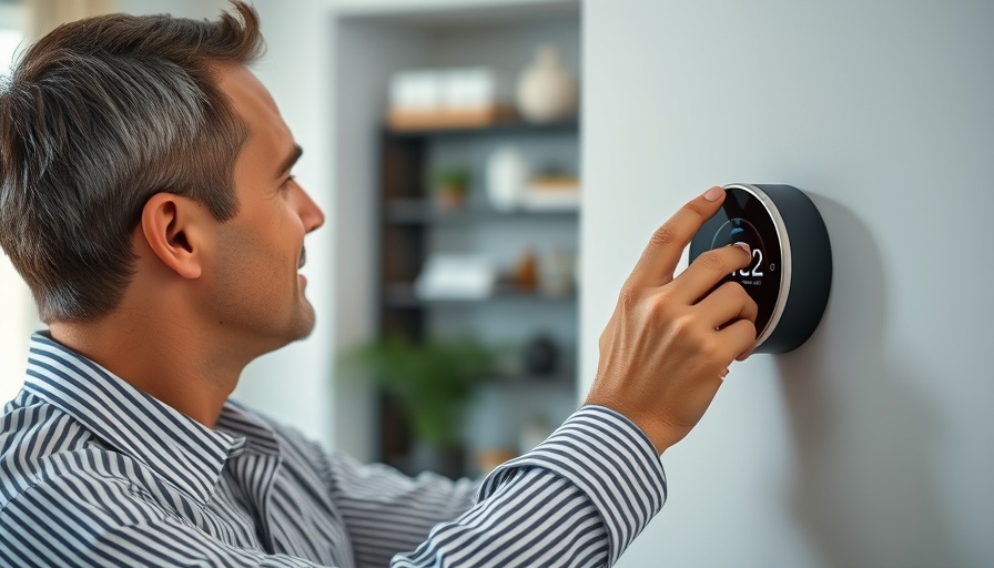 Person adjusting smart thermostat in modern home interior