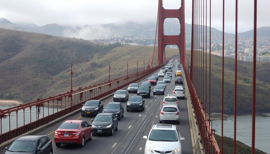 Traffic on Golden Gate Bridge reflecting California's EV mandate impact.
