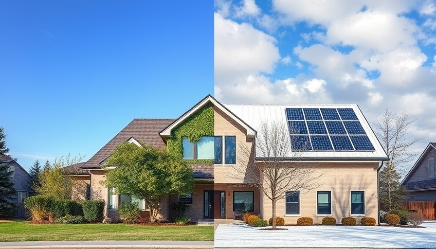 House illustrating seasonal impact on solar production with contrasting seasonal settings.