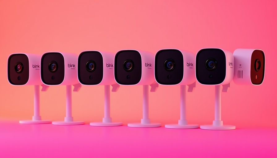 Blink Outdoor 4 Cameras Deal with vibrant gradient background.