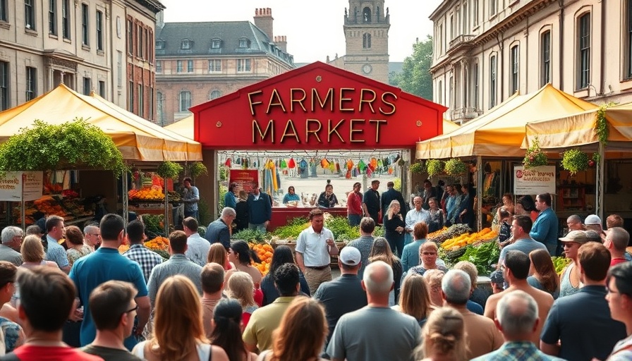Great American Farmers Market event with audience and stage.