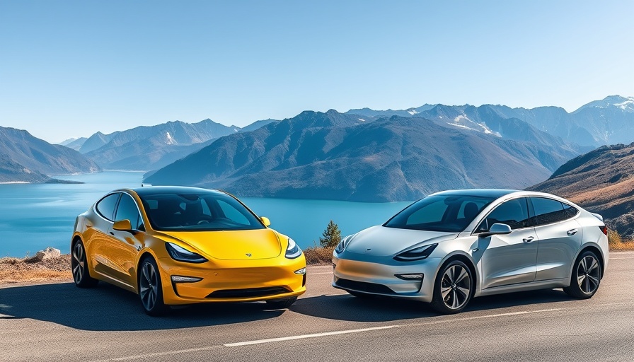 Xiaomi electric vehicle growth showcased by sleek cars in mountain landscape.