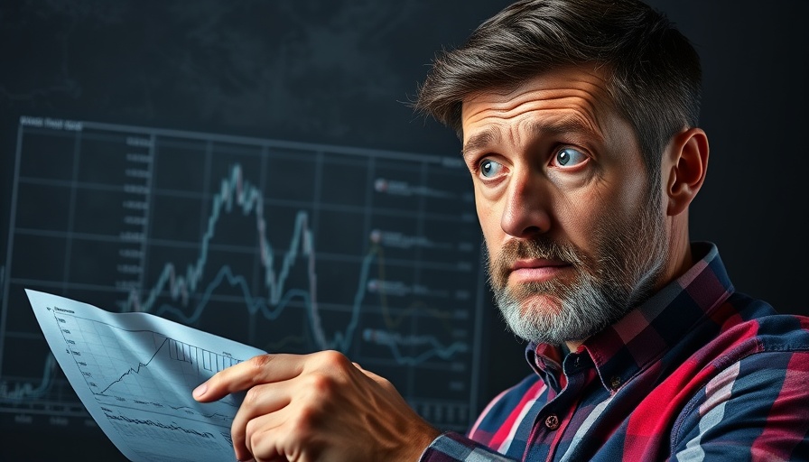 Concerned man evaluating warranty graph chart related to residential solar panels.