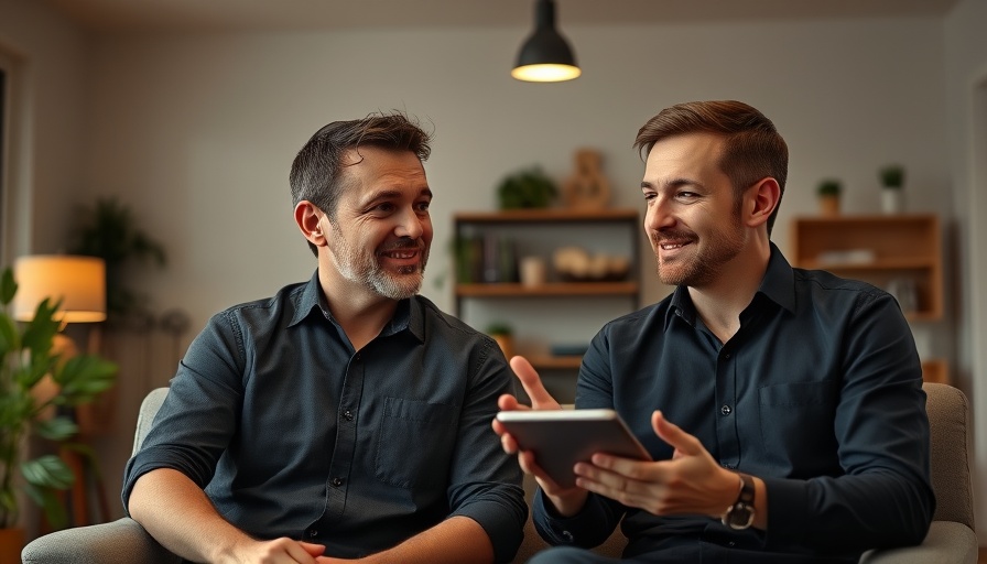 Two men discussing solar financing in a video call.