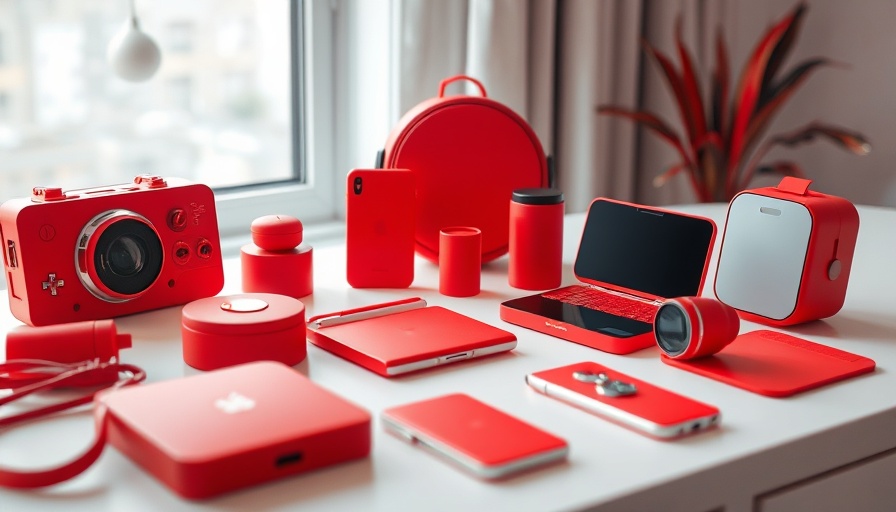 Stylish modern red objects on a tabletop for Gemini smart home.