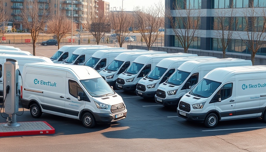 Emission-free delivery vans charging, showcasing sustainable urban transport.