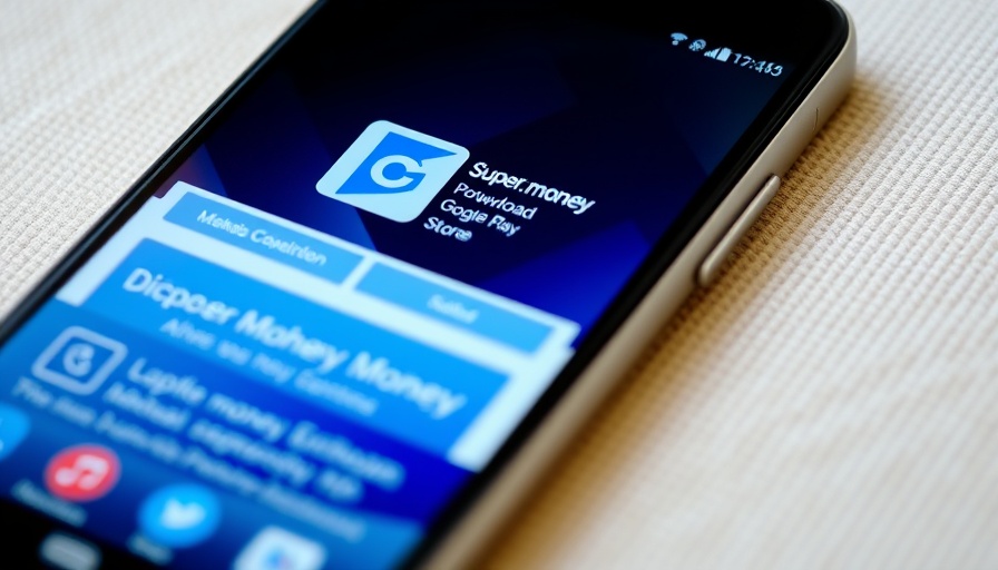 Close-up of Super.money app screen displaying on a smartphone, vibrant.