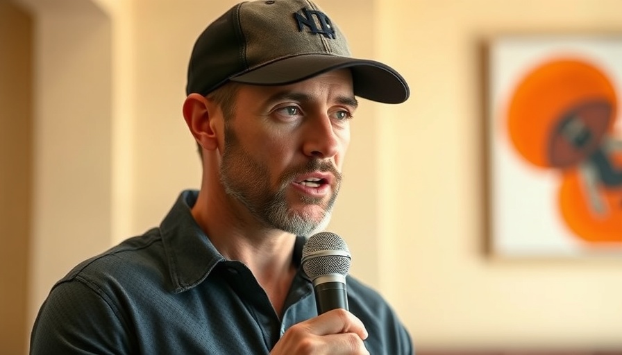 Casual man discussing new definition of click attribution, indoors.