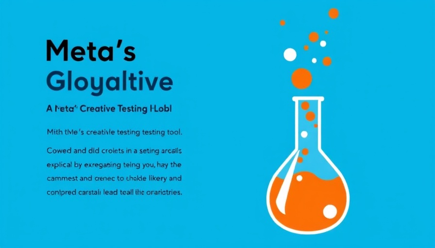 Meta Creative Testing Tool graphic with flask on blue background.