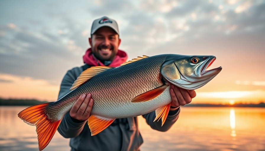 Person holding fish on a boat during sunset for fishing charter's social media.