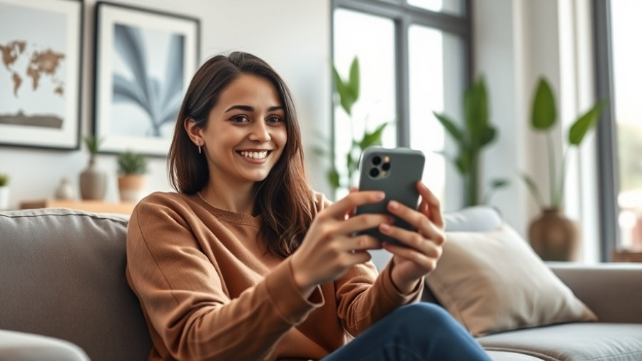 Woman live streaming on sofa for Instagram Broadcast Channels.