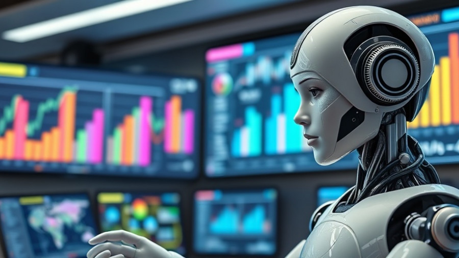 Futuristic robots analyzing data in a digital control room, AI Video Trust Issues.