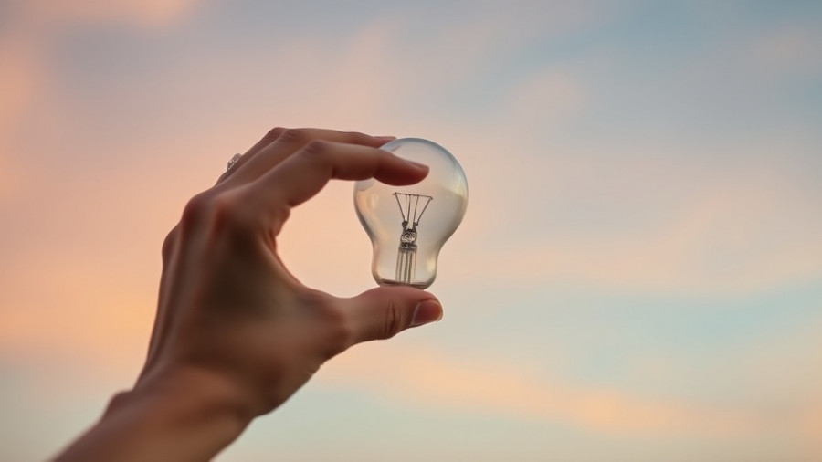 Hand holding a lightbulb against a pastel sky, LinkedIn profile optimization.