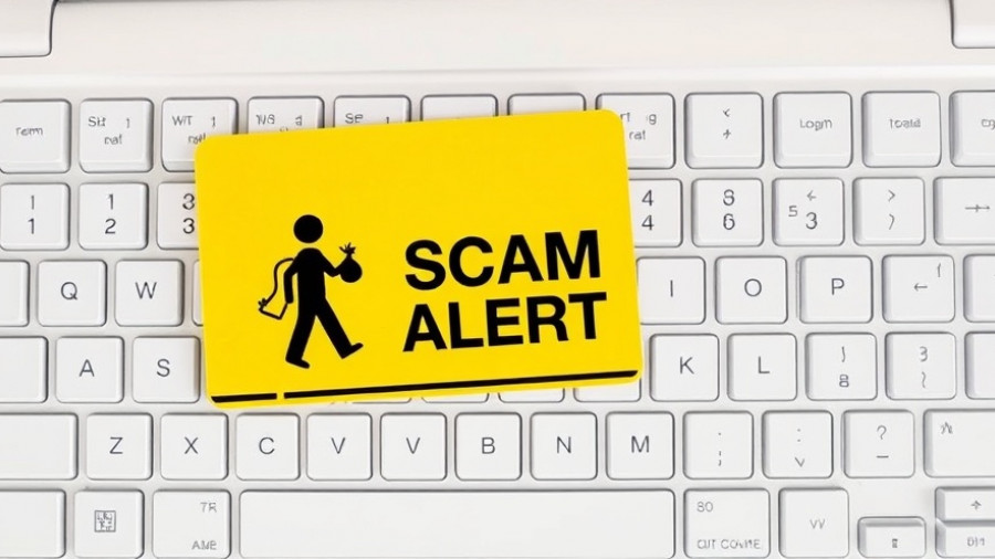 AI-Driven Rental Fraud warning sign on a keyboard.