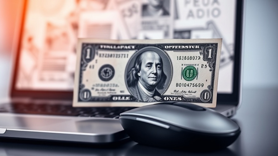 AI marketing tools for real estate agents concept with dollar bill on laptop.