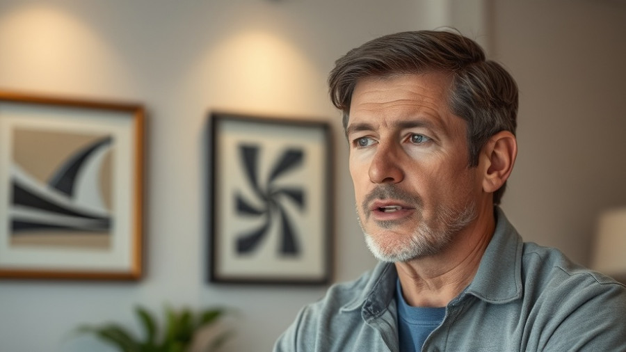 Middle-aged man discussing Meta Creative Testing Feature Problems indoors.