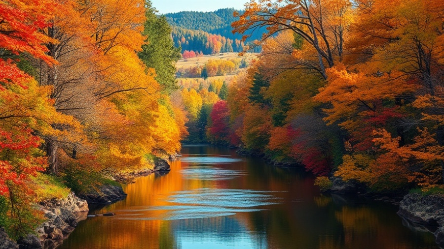 Vibrant autumn river landscape perfect for affordable real estate lead generation.