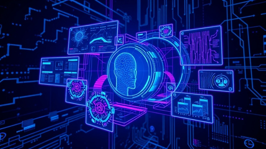 Futuristic AI interface with neural networks highlights pros and cons in real estate.