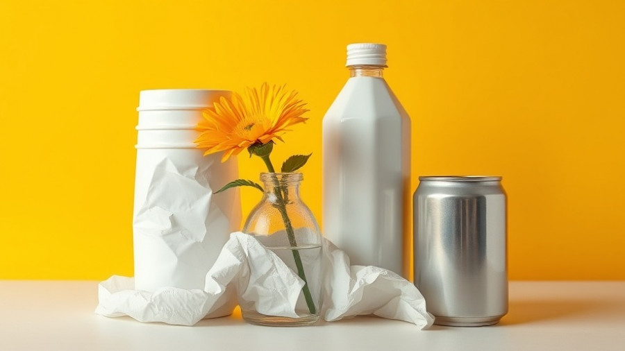 Artistic recycled plastic display with flower in bottle, plastic recycling technology
