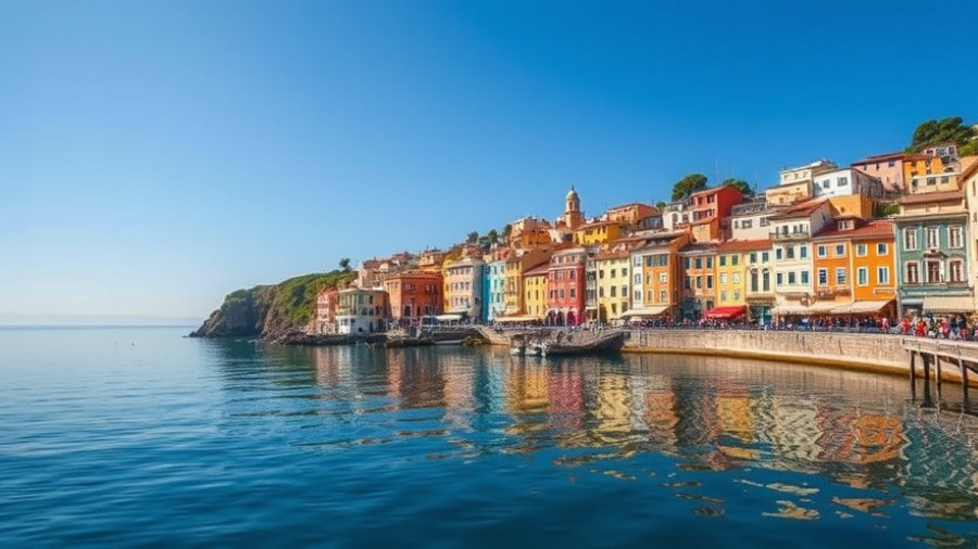 Scenic coastal town with colorful buildings, Douglas Elliman expands abroad.