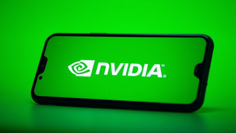 Nvidia logo on smartphone screen with green backdrop.