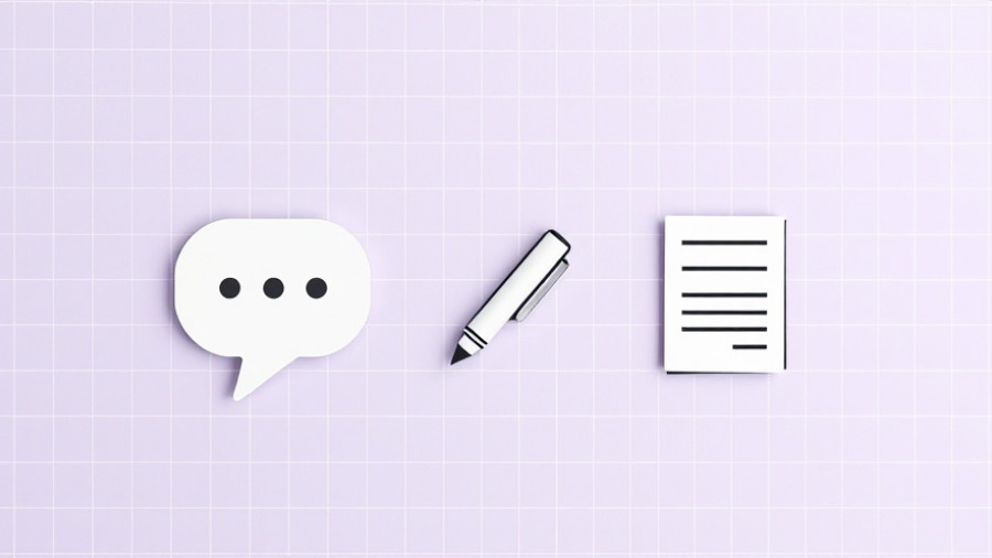 Buffer user feedback content creation concept with icons on grid