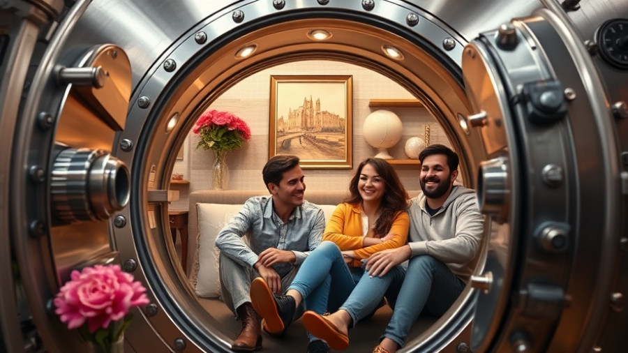 Family inside open vault symbolizing financial security during government shutdown impacts on homebuyers.