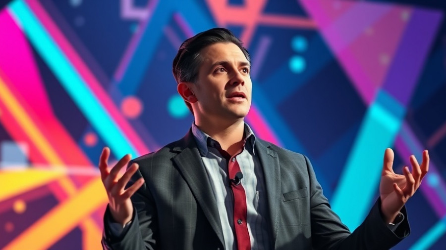 Business executive discussing Compass Acquisition Strategy in a digital-themed background.