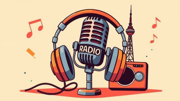 Illustration showing elements on how to start a radio station.