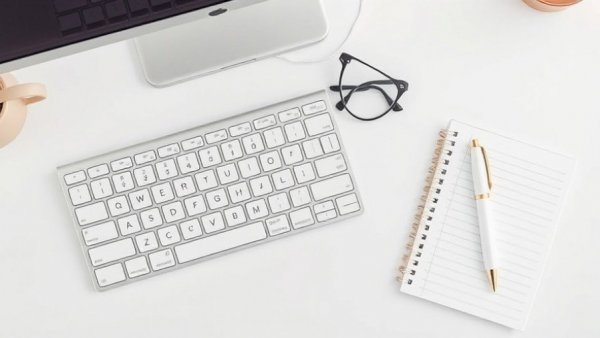 Minimalist desk setup for posting on TikTok for 100 days.