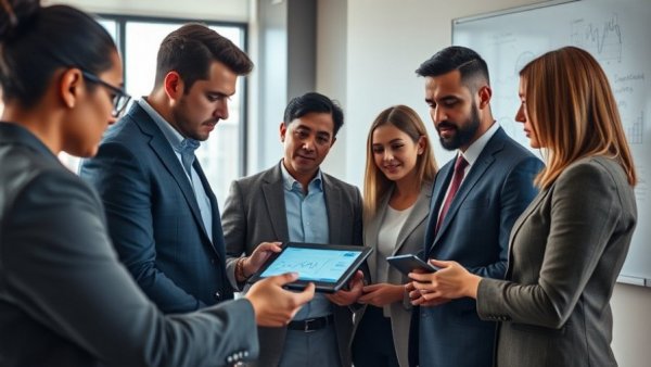 Business team planning a winning social media strategy.