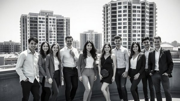 Group of young professionals on rooftop for rapid prototyping hardware development.