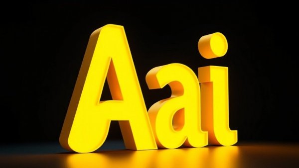 Bright 'Ai' letters glowing on a sleek glossy surface.