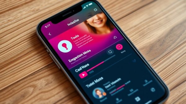 Interactive smartphone showing influencer marketing metrics.
