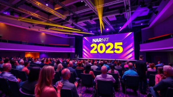 NAR NXT 2025 conference with attendees and stage display.
