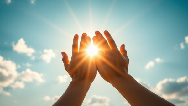 Hands reaching towards the sun symbolizing how real estate professionals are giving back.