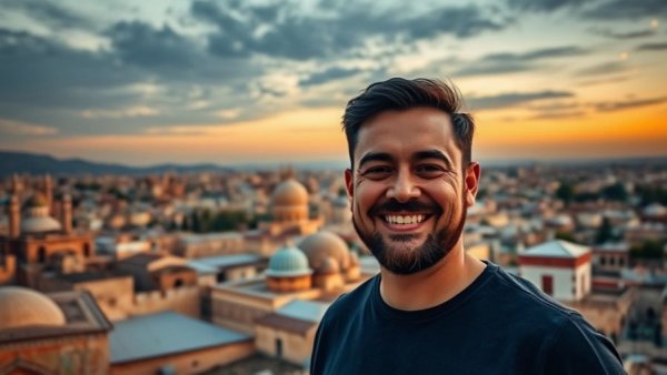 Keller Williams Expansion Uzbekistan backdrop with cityscape.