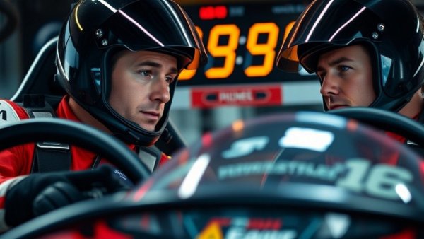 Race car drivers showcasing fastest reaction time in influencer marketing challenge.