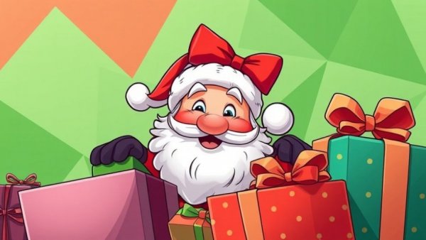 Lively holiday scene with Santa and gifts for brand needs a vibe this holiday season.