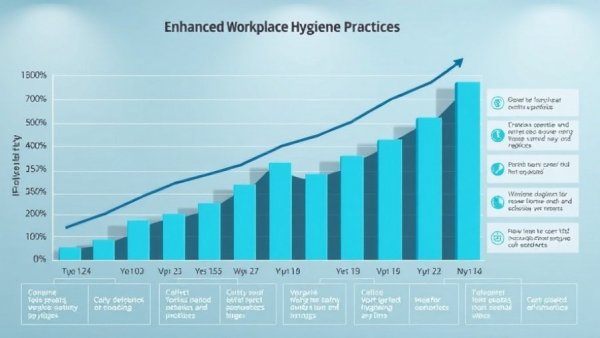 Workplace productivity chart 2020-2025 highlighting workplace cleanliness and employee productivity.