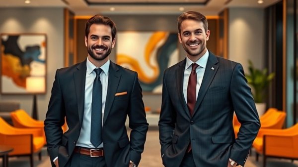 Two professionals in a modern office highlighting private listing platforms in real estate.