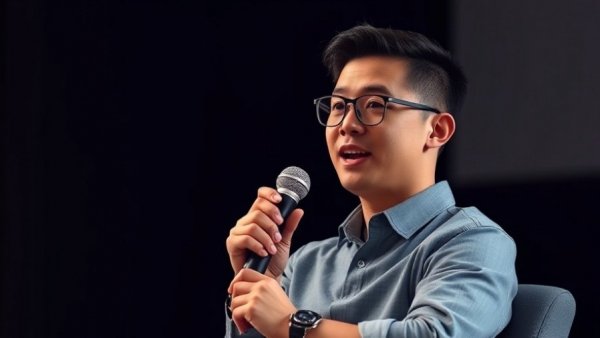 Kalshi funding surge discussion with a young man in glasses speaking passionately on stage.