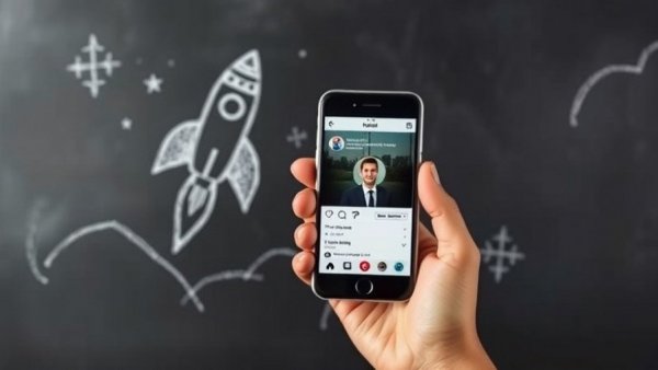 Digital advancement with smartphone and chalk rocket, future of real estate transactions.