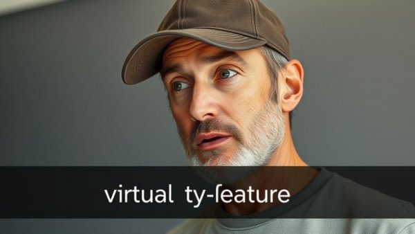 Man discussing virtual try on feature in a room.