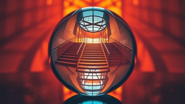 Optical illusion of stairs through a crystal ball, real estate trends 2026.