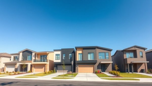 Modern townhouses illustrating stable multifamily market.