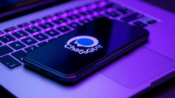 Smartphone displaying ChatGPT logo on laptop, related to OpenAI ChatGPT ads controversy.