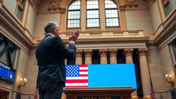 Trump dual mortgage claims at NYSE podium with American flag.