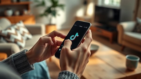 Hands using TikTok app, add a link to your TikTok bio.