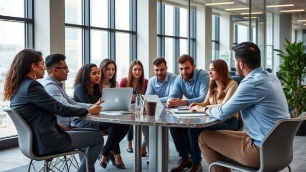 Professionals discussing strategy to start a bookkeeping business.